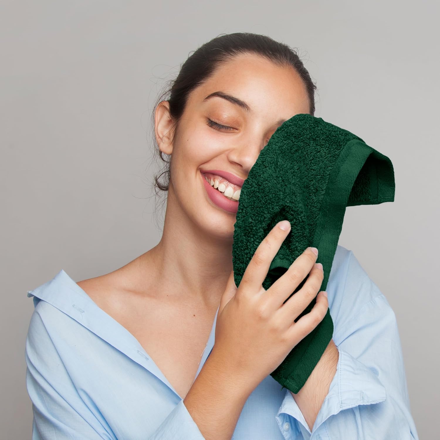 Hunter Green Washcloth Set 12 Pack 12 Inch 100 Cotton