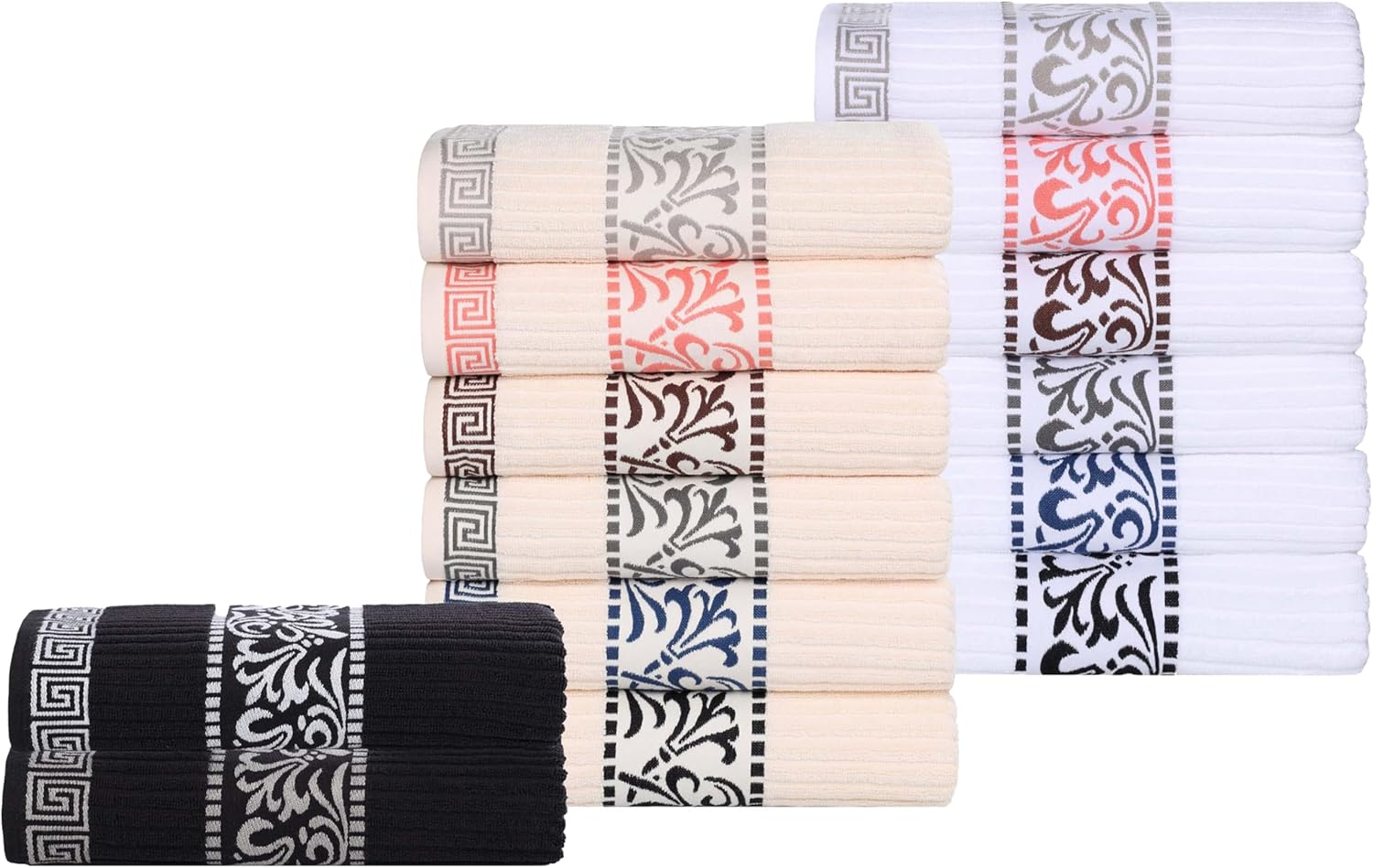 Superior 4-Piece Bath Towel Set with Greek Trim