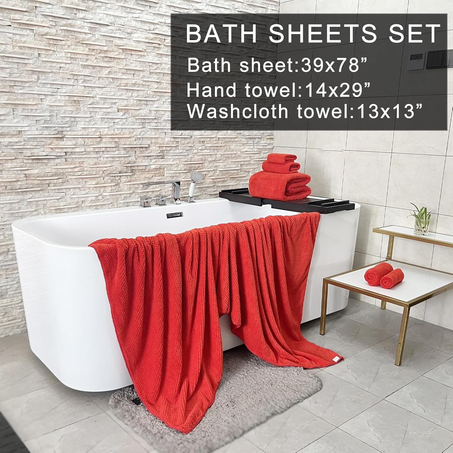 YTYC Oversized Bath Towels Set of 6 Red