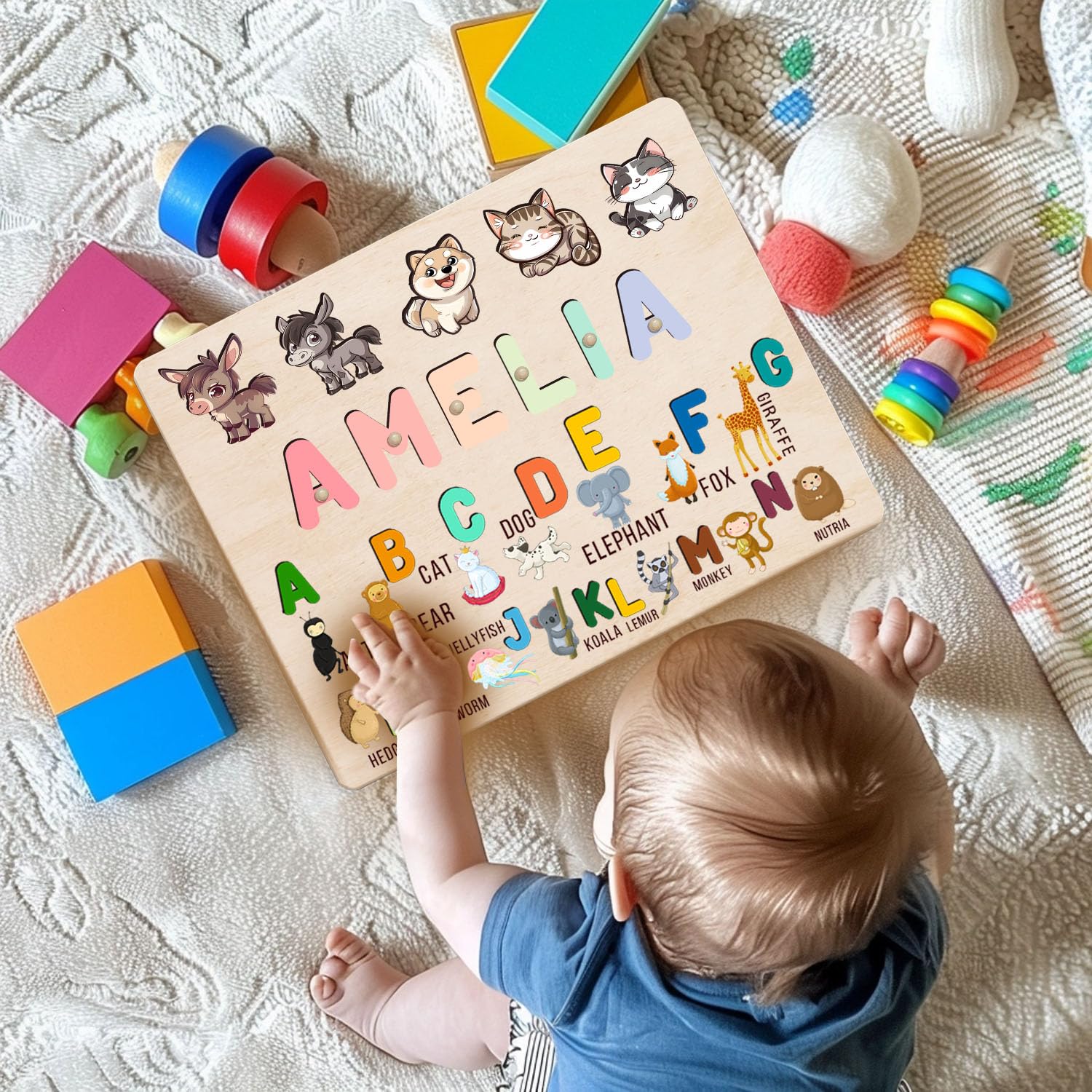 Personalized Wooden Name Puzzles for Baby Boys and Girls