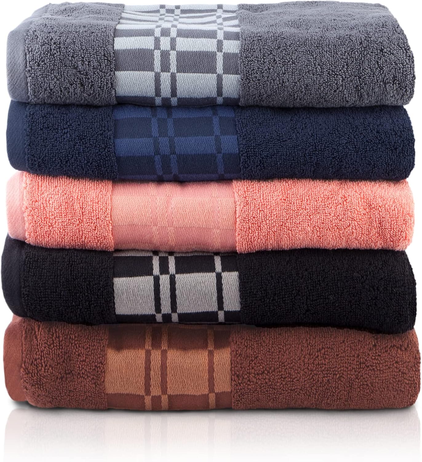 Superior 8-Piece Cotton Towel Set with Chrome Design