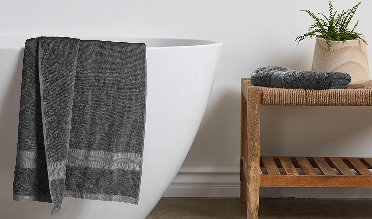 BOUTIQUO Premium Cotton 4 Pack Bath Towel Set - Charcoal Grey 1