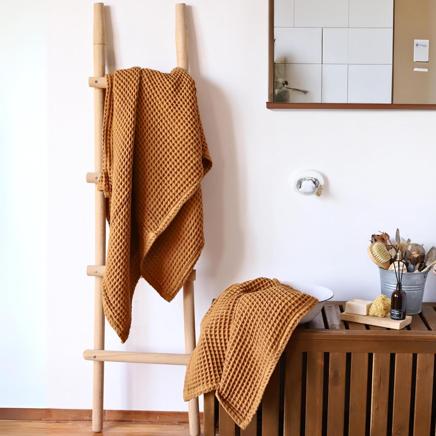 Viva Maison Waffle Bath Towels Set of 2 Extra Large
