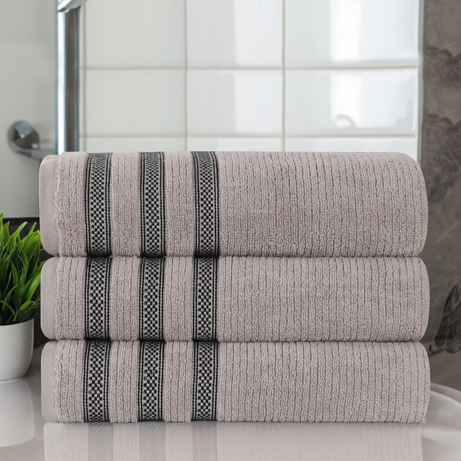 BLUENILEMILLS BNM Zero Twist Cotton Bath Towel Set of 3 Grey