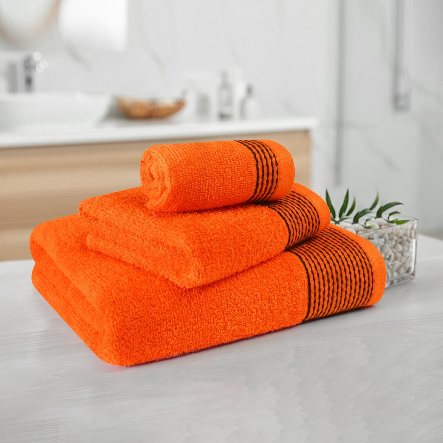 Belizzi Home Ultra Soft Cotton Towel Set 3 Pack - Orange