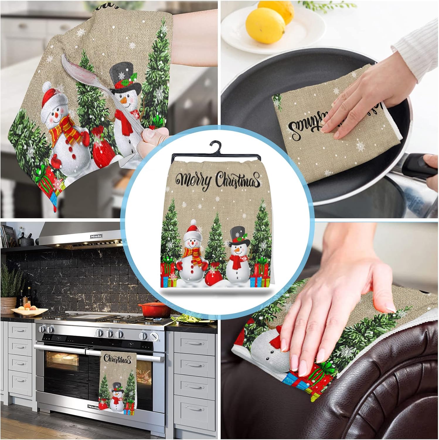 Rocking Giraffee 4 Pack Microfiber Towels Christmas Snowman Design