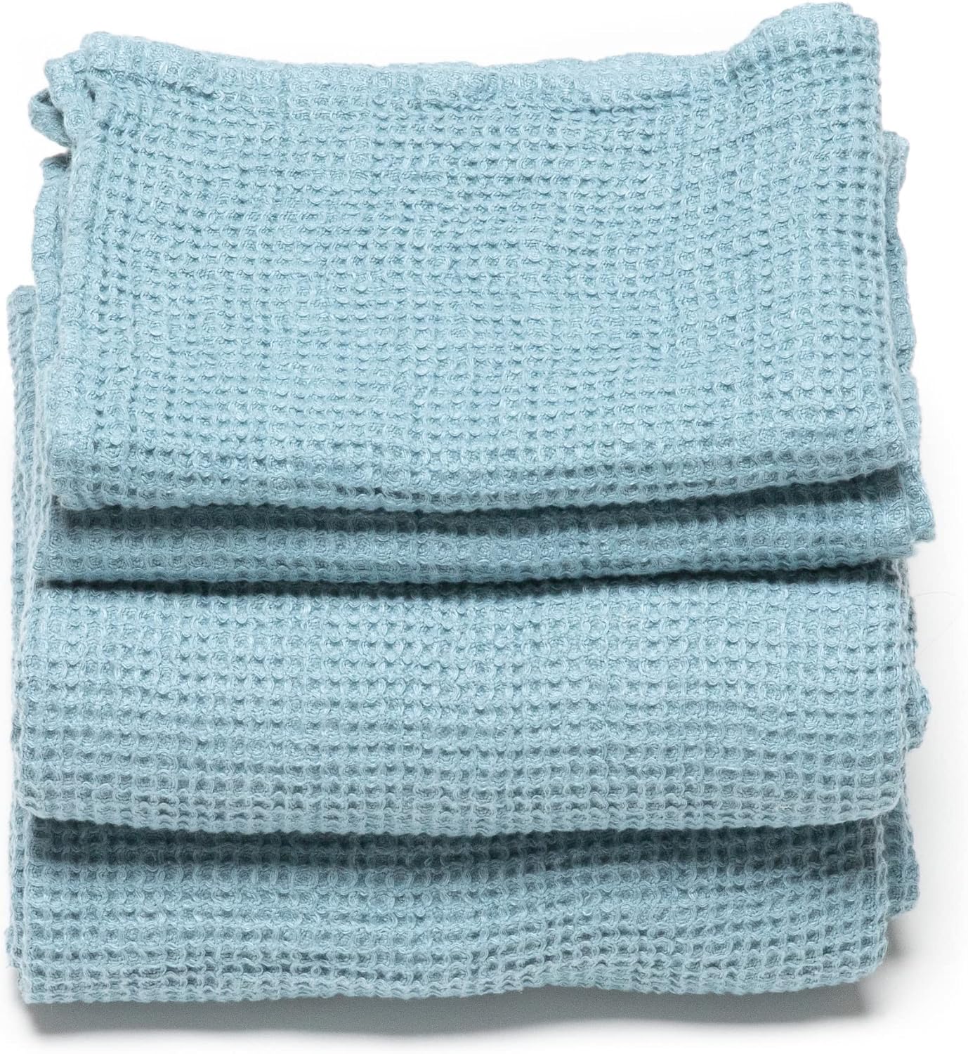 LinenMe Linen Waffle Bath Towel Set Stone Blue