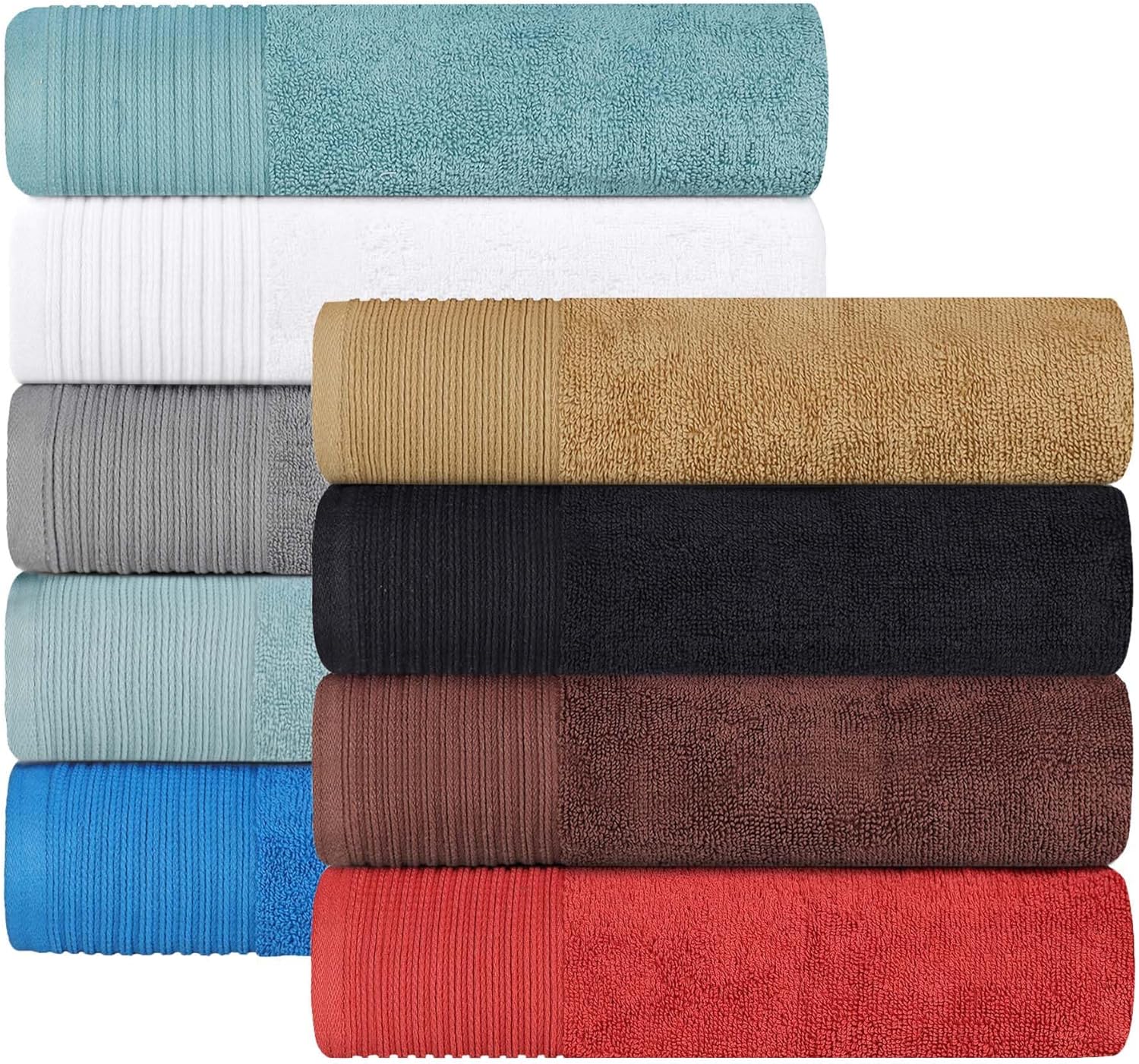 Superior Cotton 10-Piece Towel Set Brown