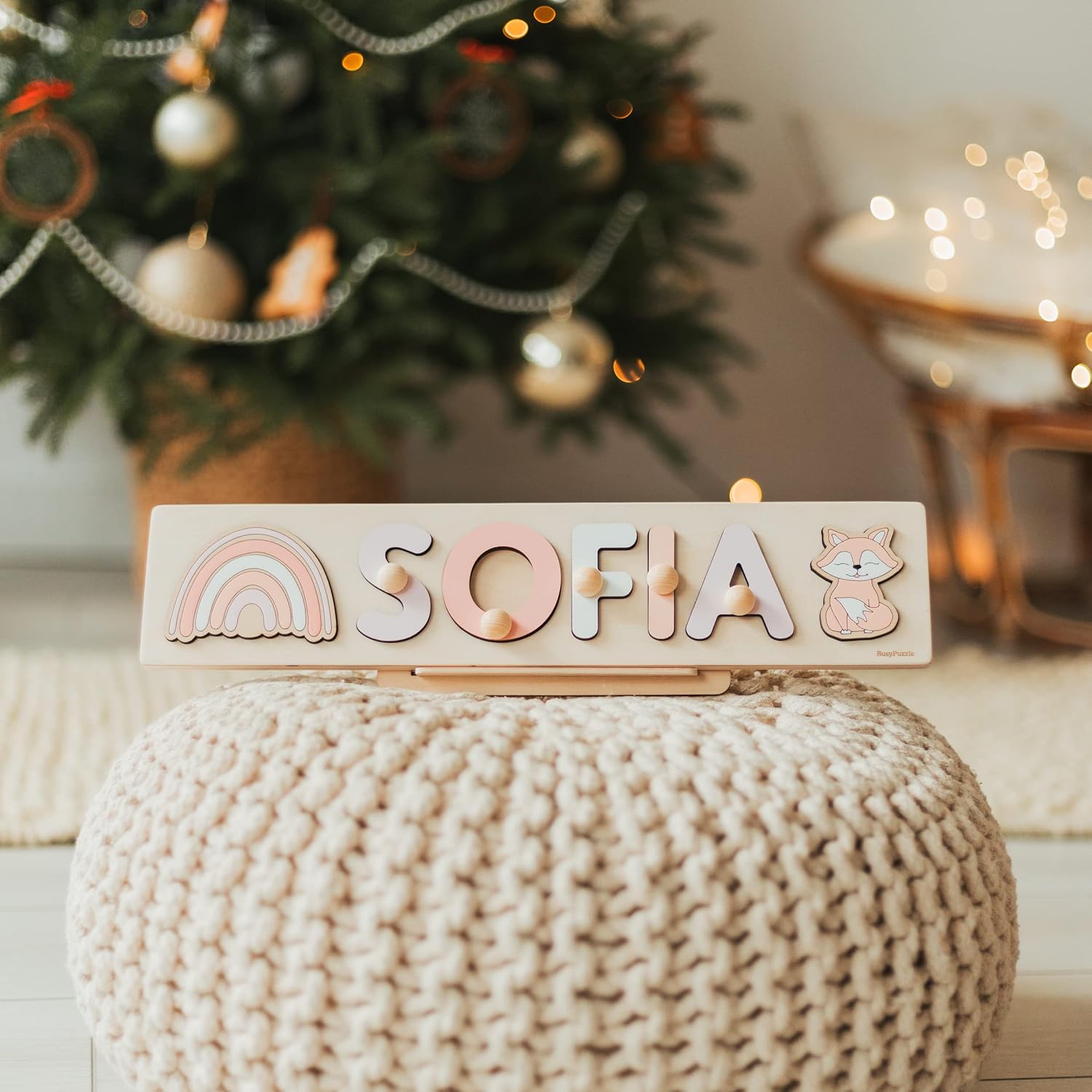 Personalized Wooden Name Puzzle with Pegs for Baby