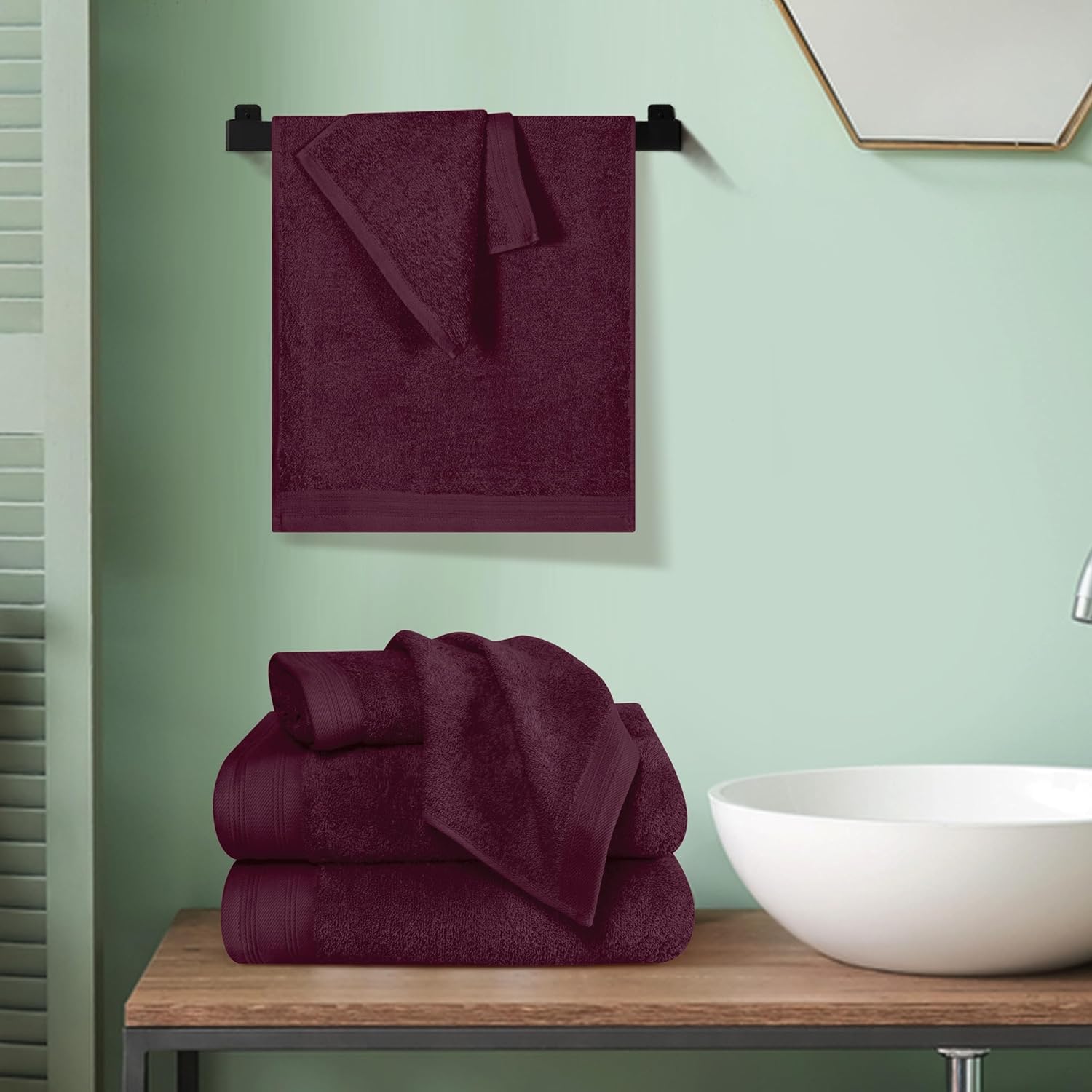 Ultra Soft Cotton Towel Set 6 Pack - Burgundy