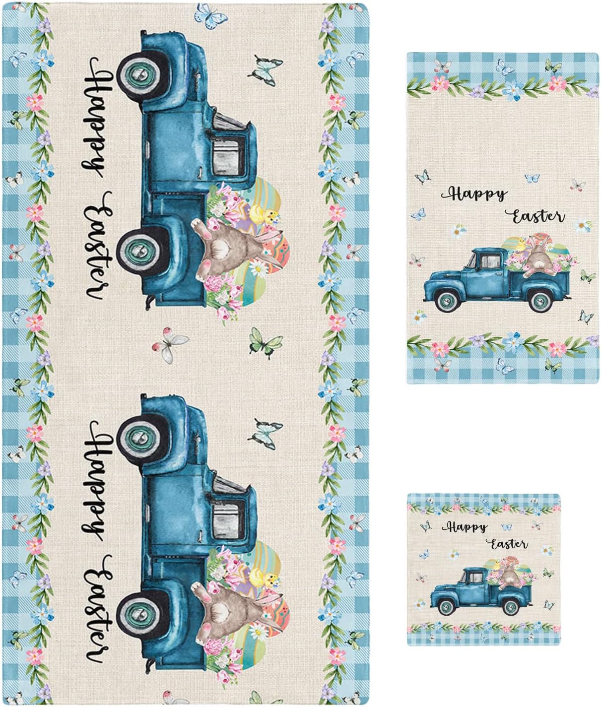 3 Piece Luxury Bath Towel Set with Easter Bunny Pattern