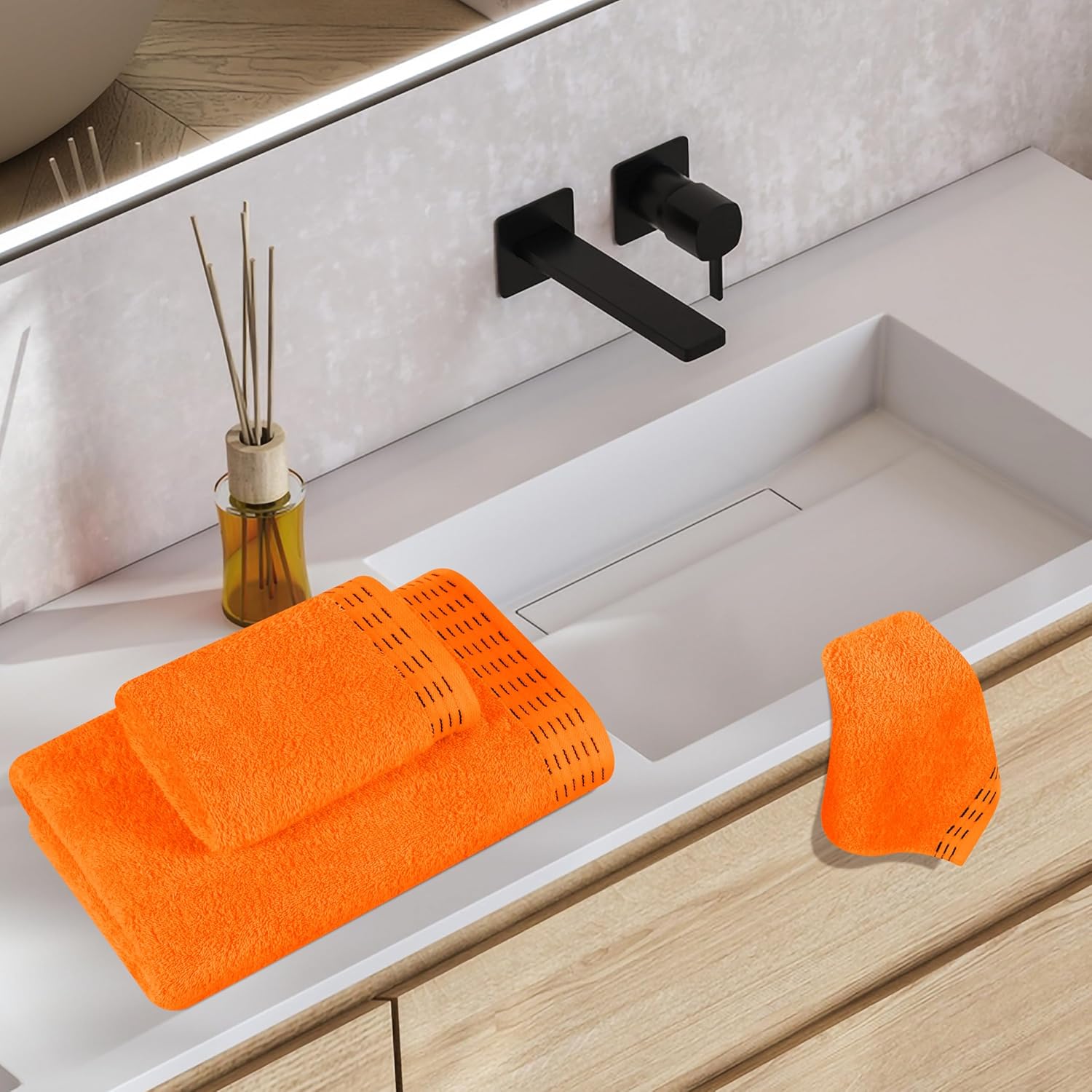 MALLONI HOME Ultra Soft 3 Pack Cotton Towel Set - Orange