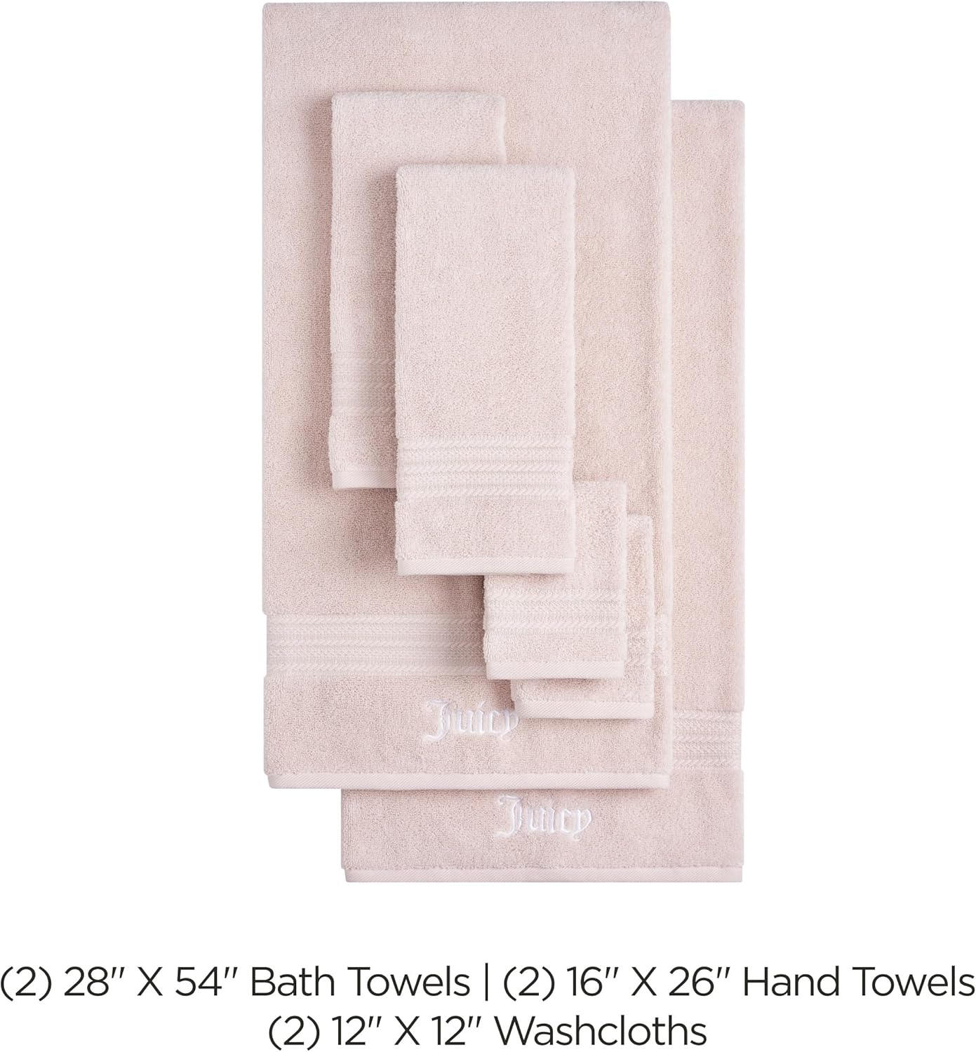 Juicy Couture Alyssa 6 Piece Bath Towel Set - Pink