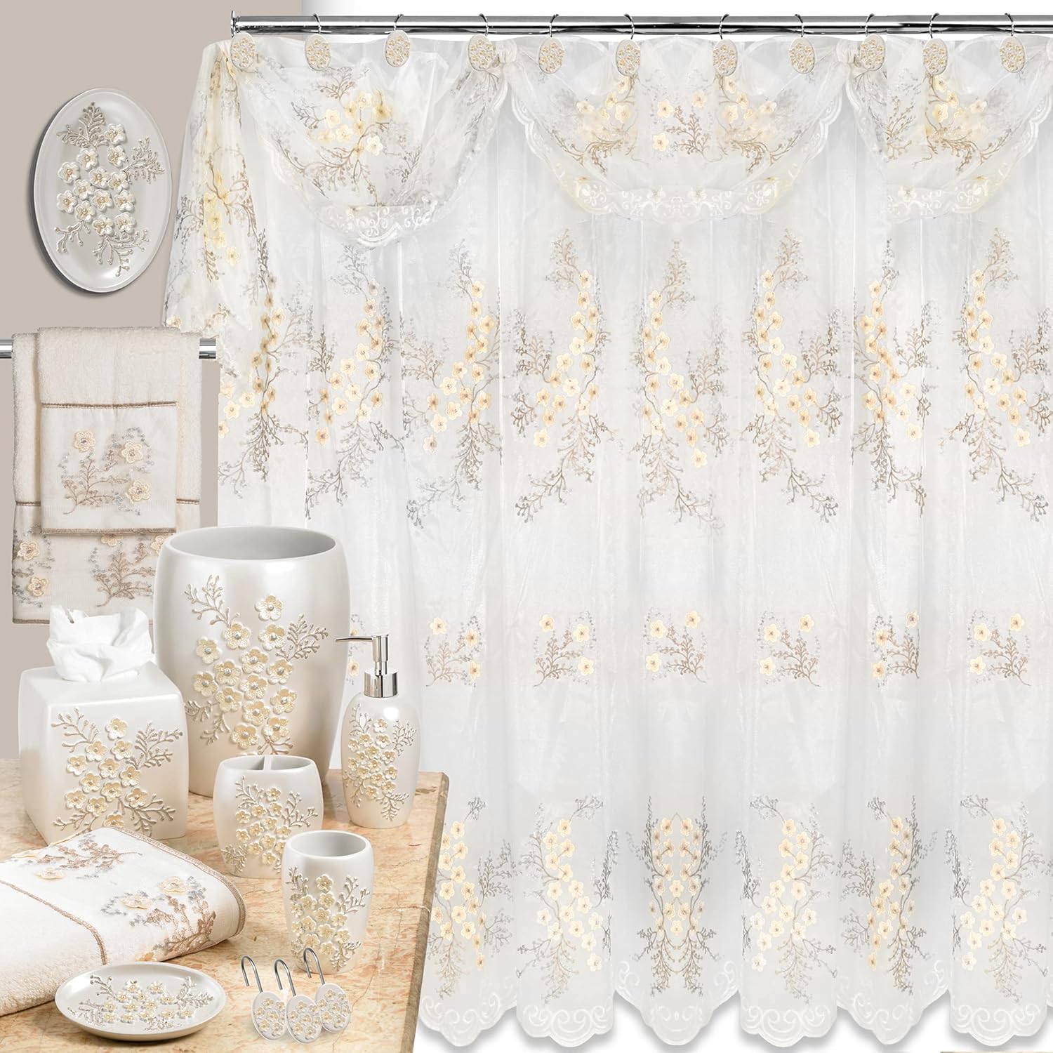 Popular Bath 3-Piece Towel Set Bloomfield Beige