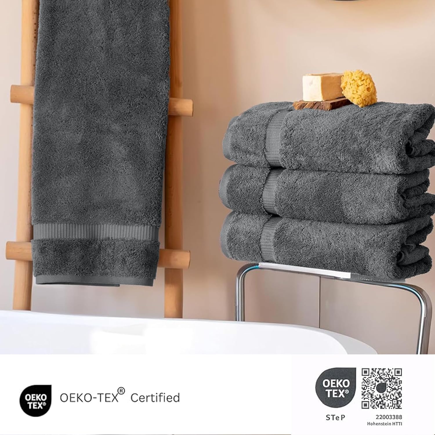 SALBAKOS Premium 4 Piece Bath Towel Set - Gray