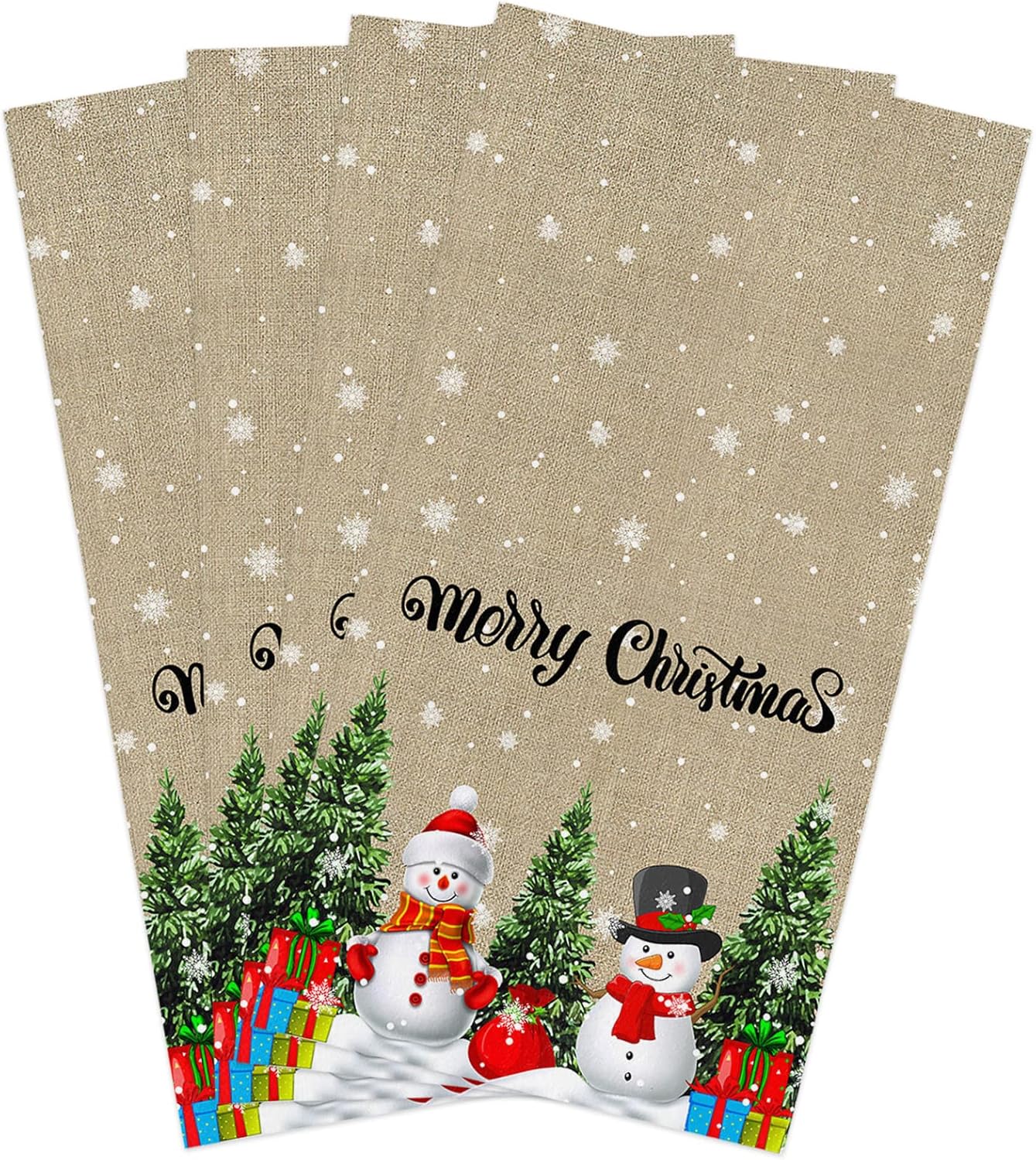 Rocking Giraffee 4 Pack Microfiber Towels Christmas Snowman Design