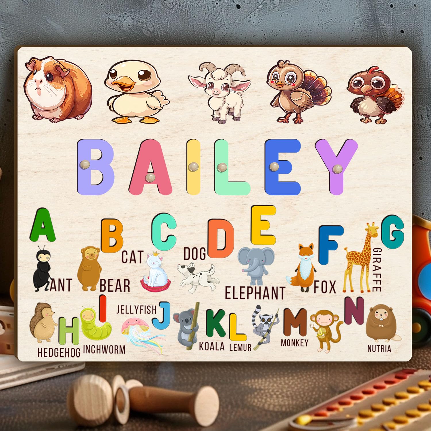 Personalized Wooden Name Puzzle for Kids 1-3 Years 1