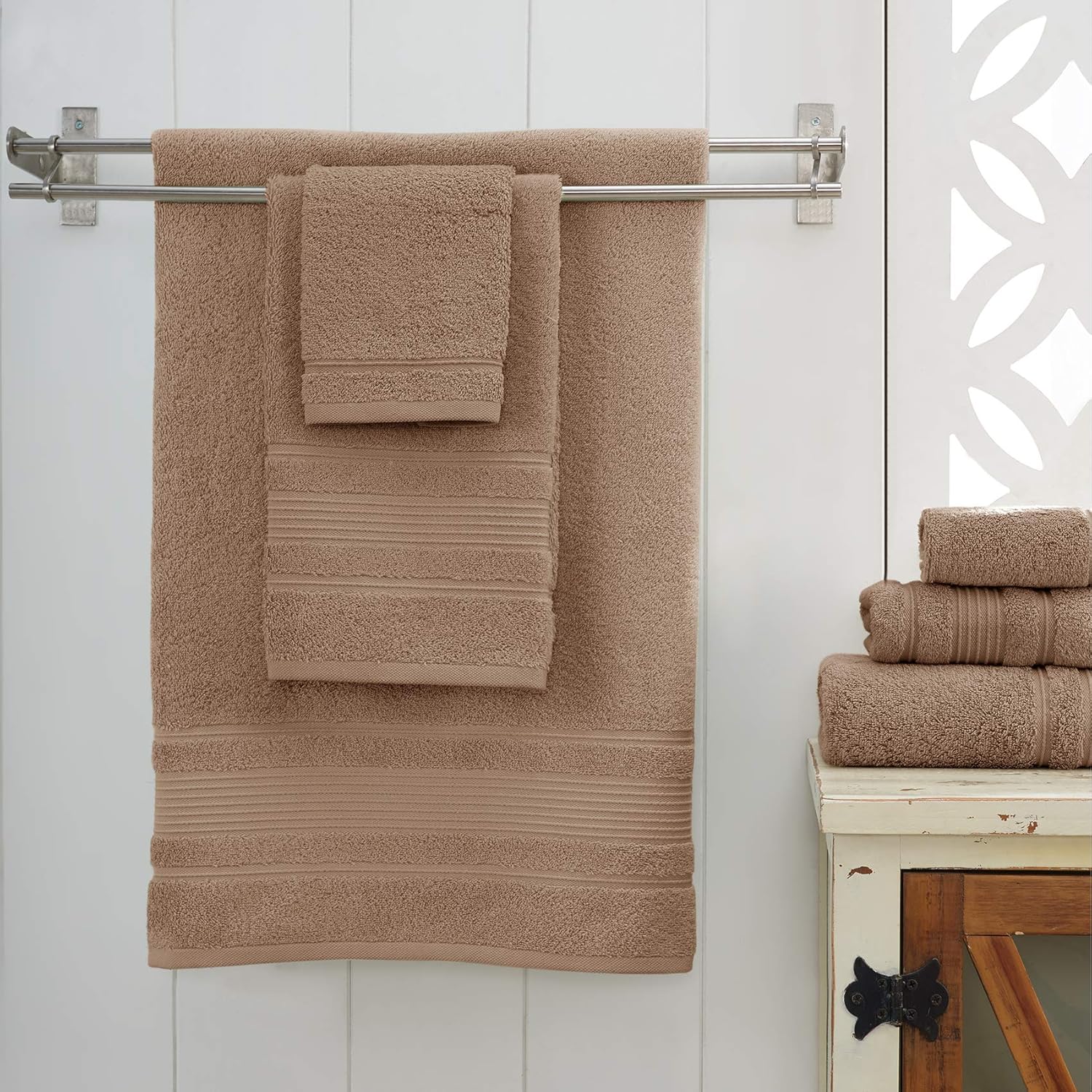 Custom Embroidered 3-Piece Brown Towel Set