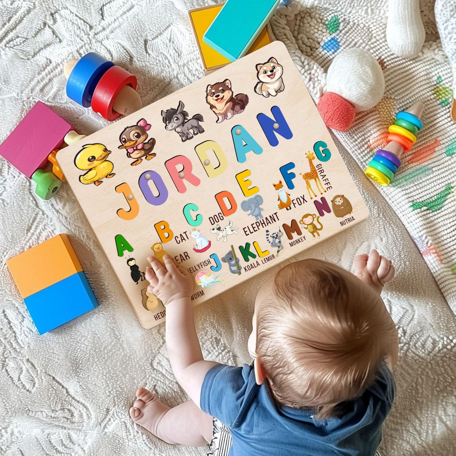 Personalized Wooden Name Puzzle for Baby Toddler
