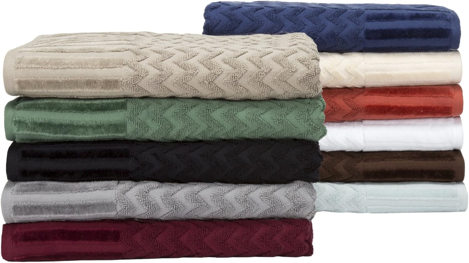 Lavish Home 6-Piece Cotton Bath Towel Set - Brick Chevron Patterned