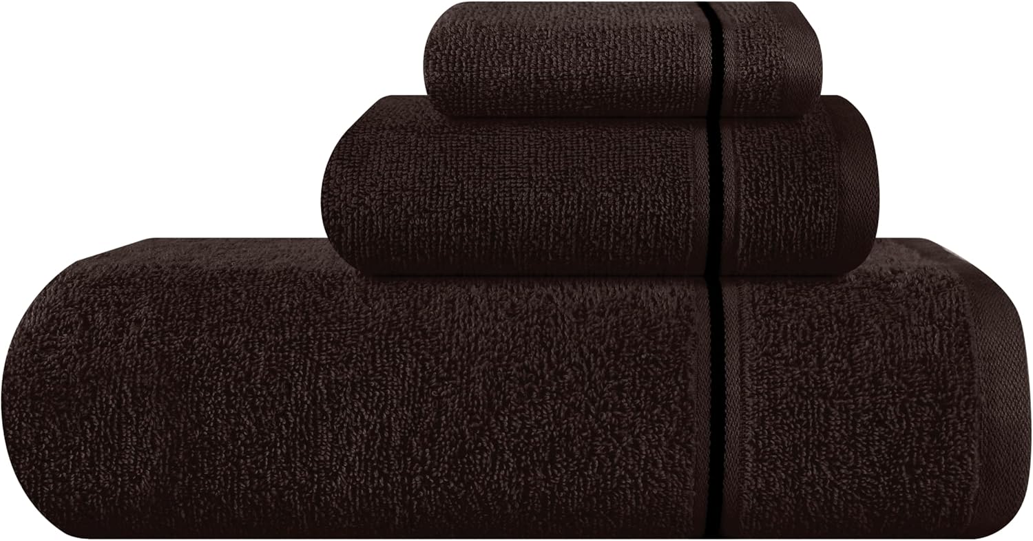 MyOwn Ultra Soft 3 Pack Cotton Towel Set - Chocolate Brown 1