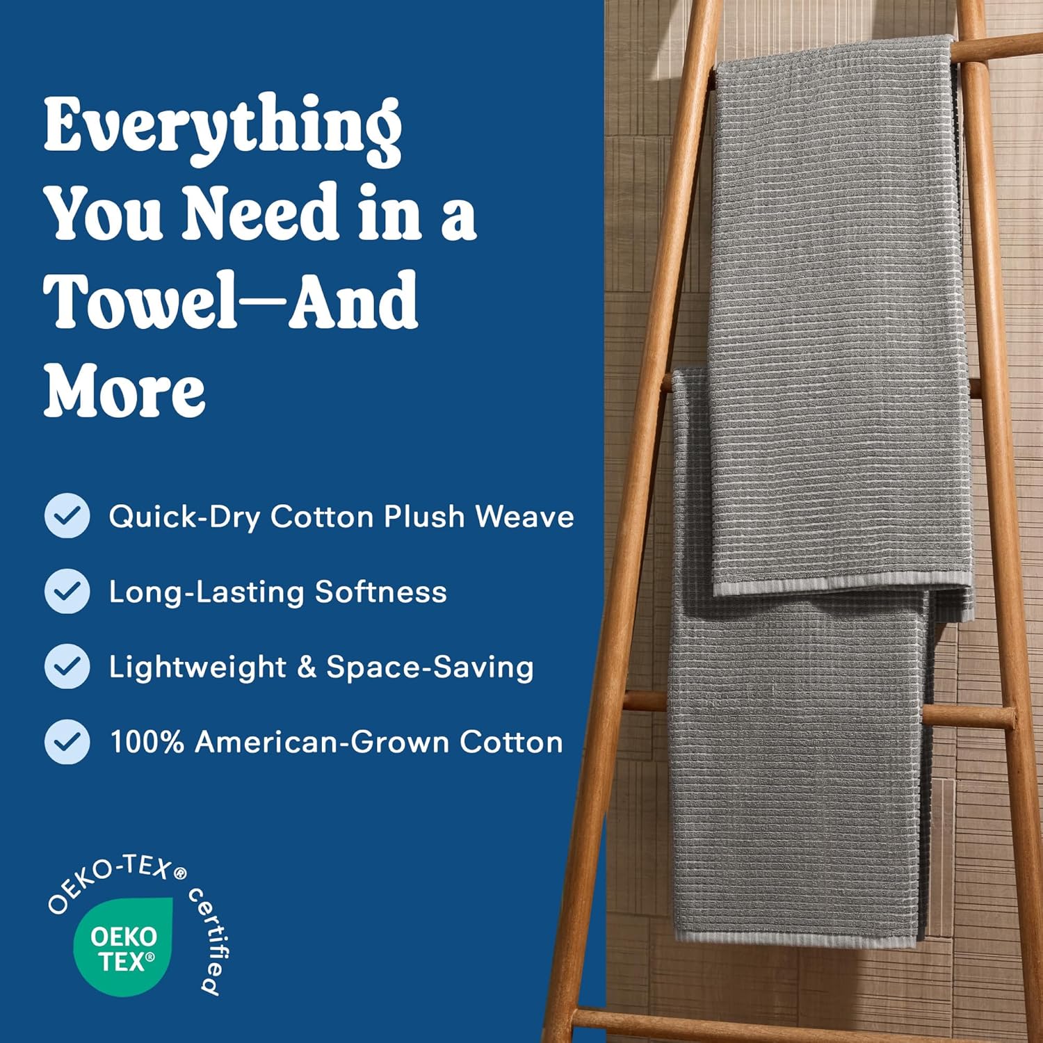 ONSEN Terry Cotton Bath Towel Set - Quick Drying Lightweight