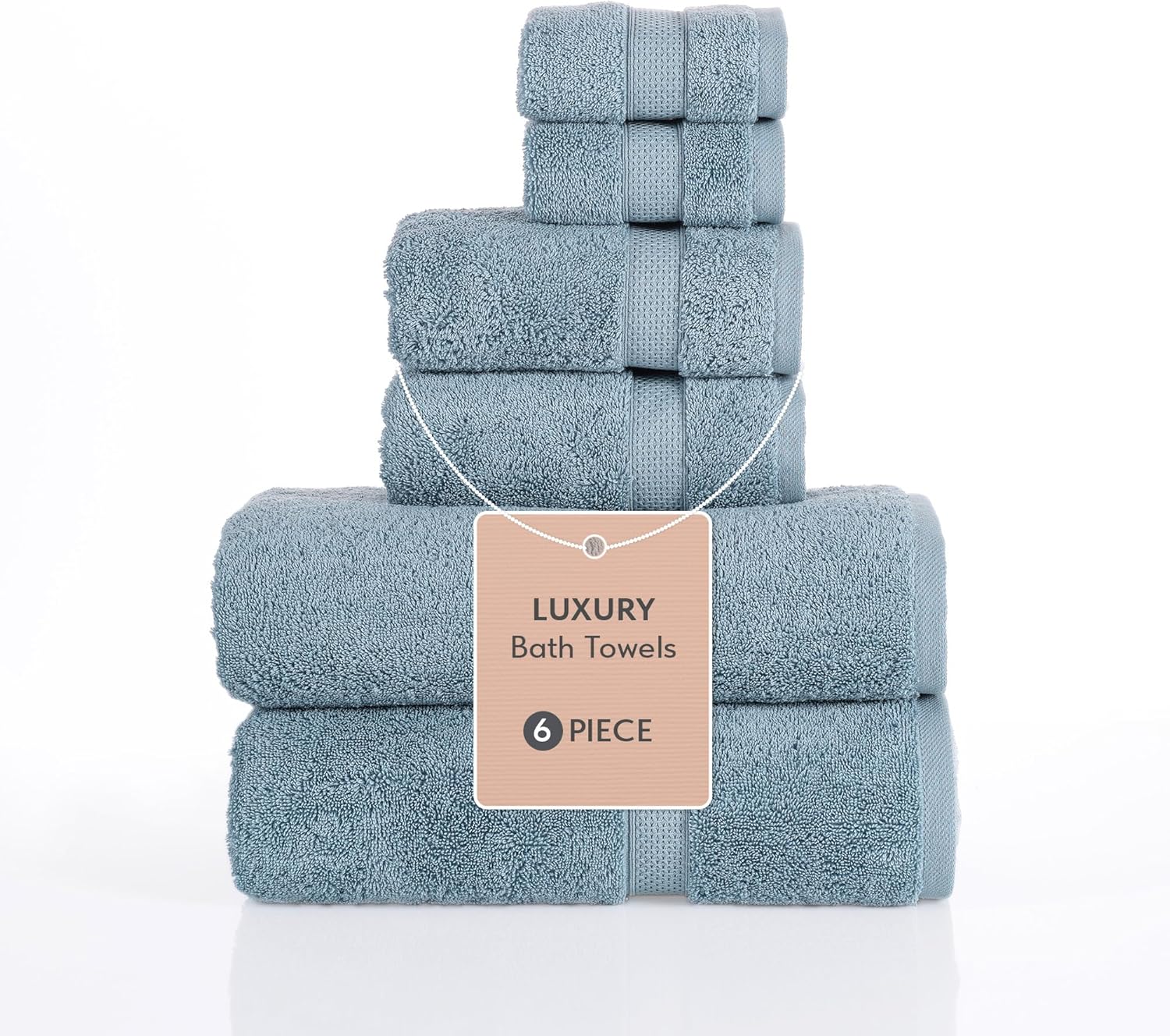 TrendShine Indigo 100 Turkish Cotton Towel Set of 6