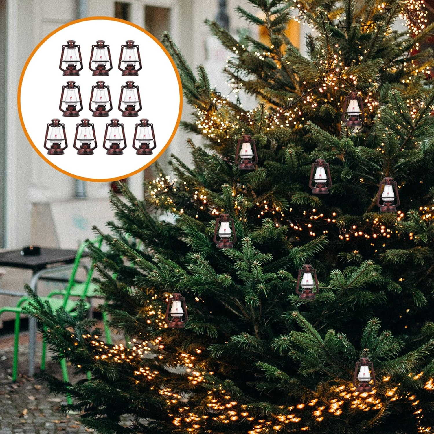 DOITOOL 10 Pcs Mini Copper Lanterns Christmas Decor