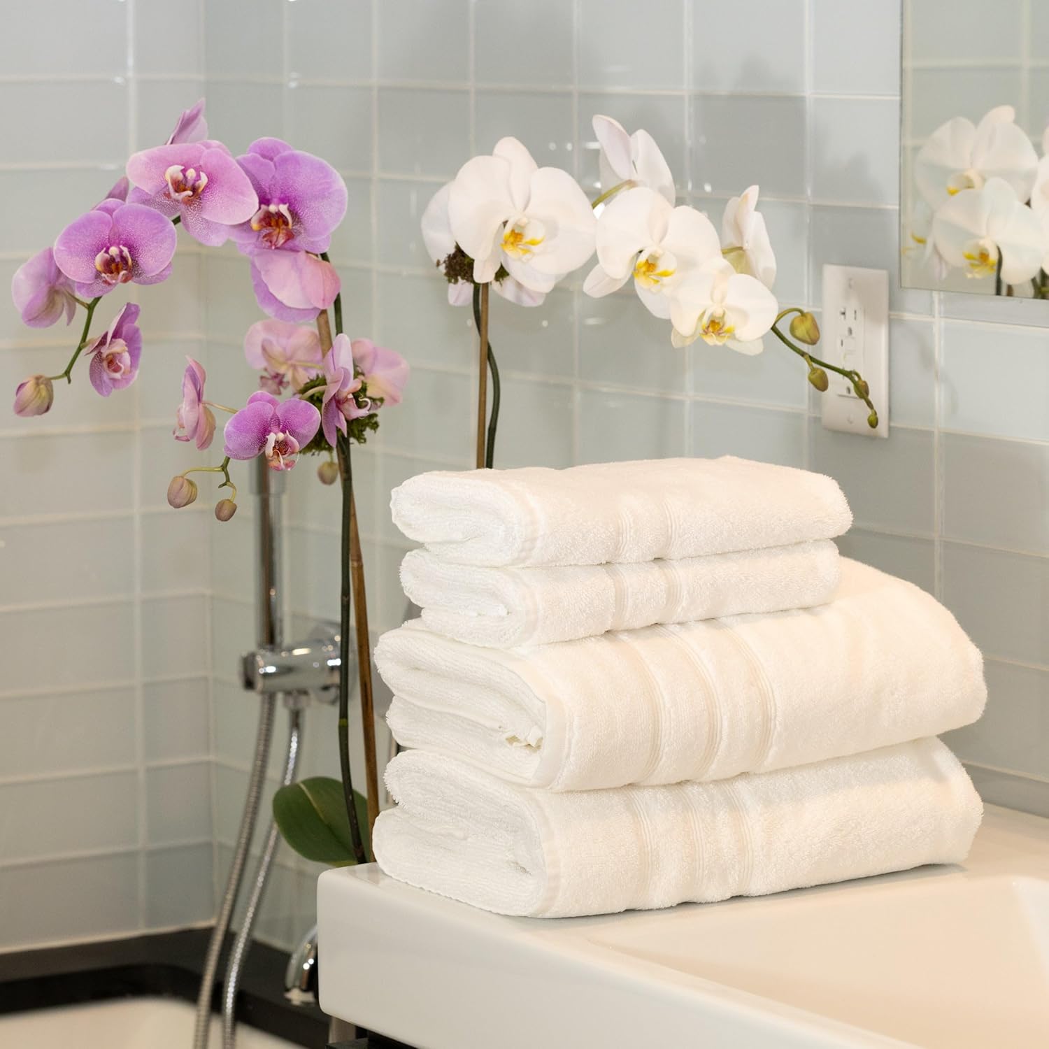 Mosobam 4pc Luxury Turkish Towel Set - Bamboo Viscose Combed Cotton