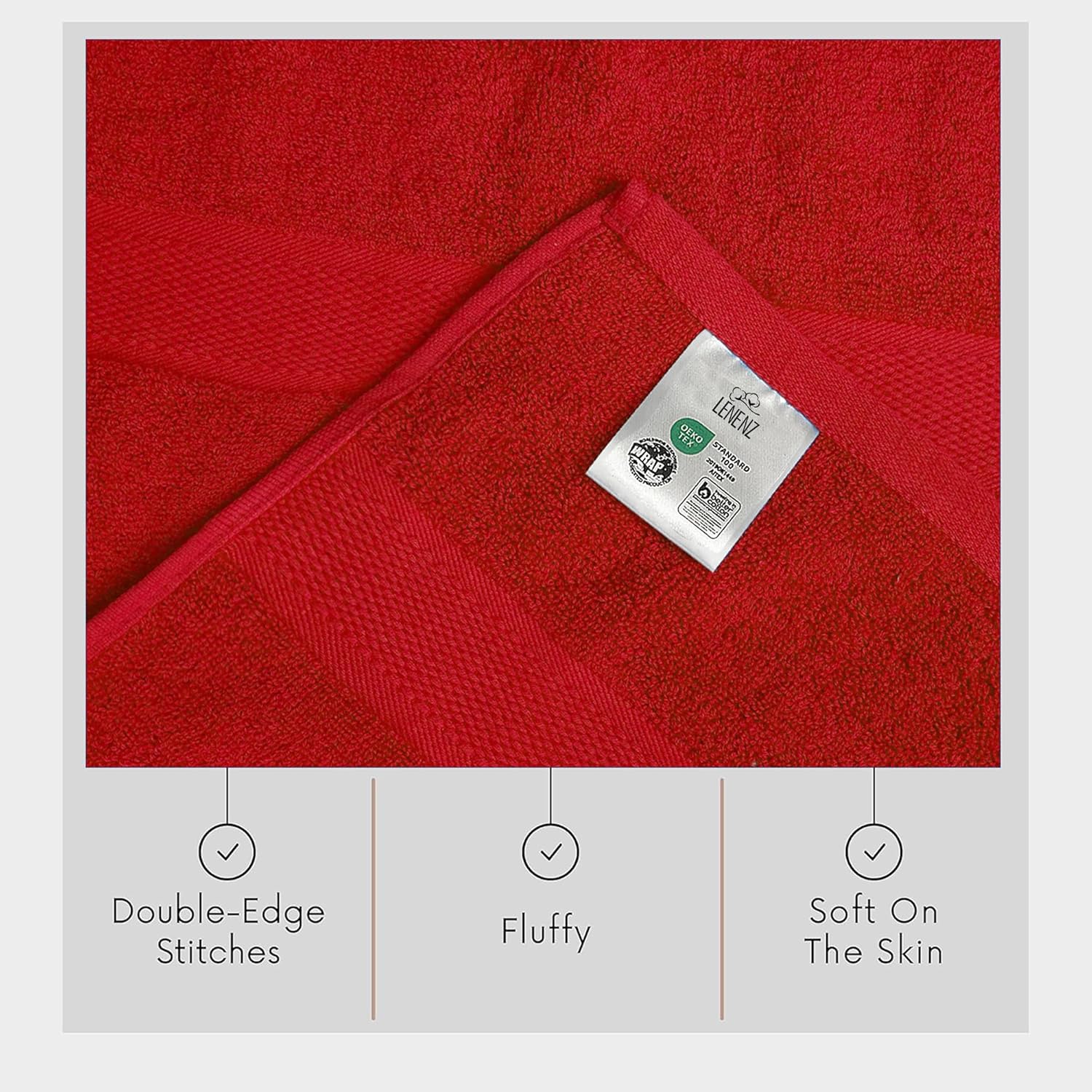 Lenenz Luxury Bath Towels 4 Pack Red 27x54 1