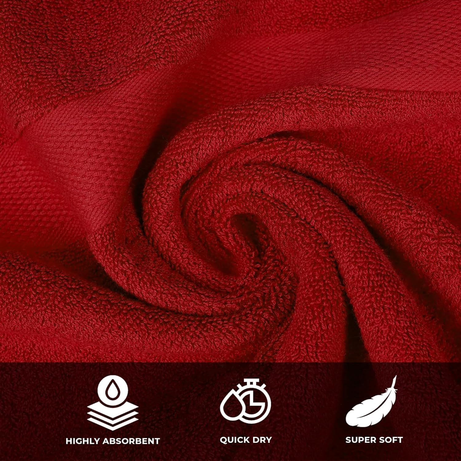Lenenz Luxury Bath Towels 4 Pack Red 27x54 1