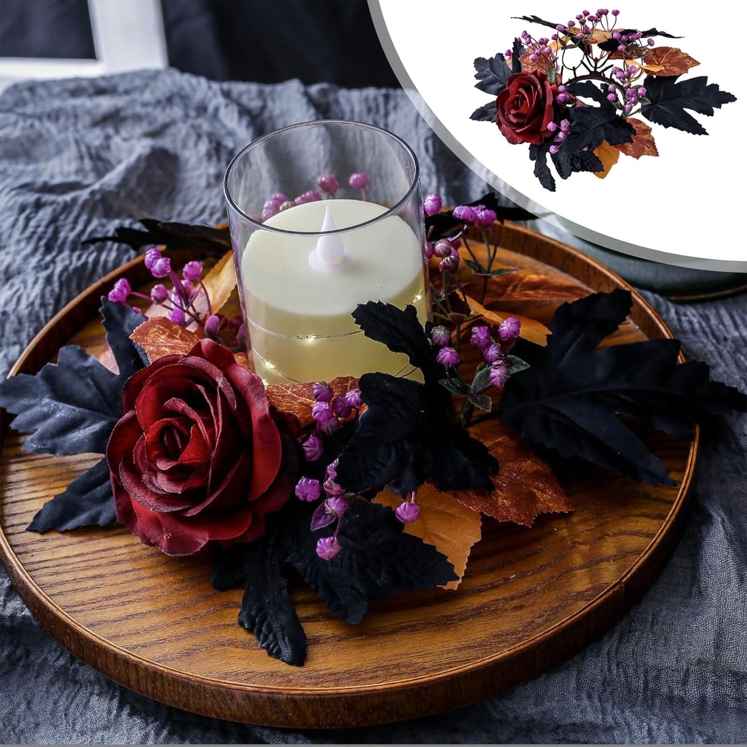 VIVIANYO HD Halloween Candle Wreath Red