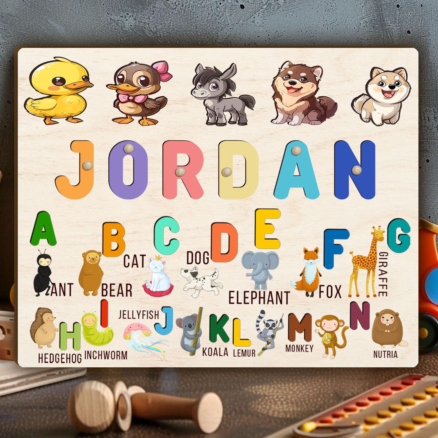 Personalized Wooden Name Puzzle for Baby Toddler