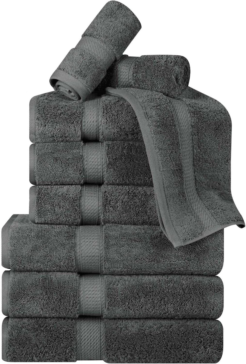 SUPERIOR Egyptian Cotton Pile 9-Piece Towel Set in Charcoal