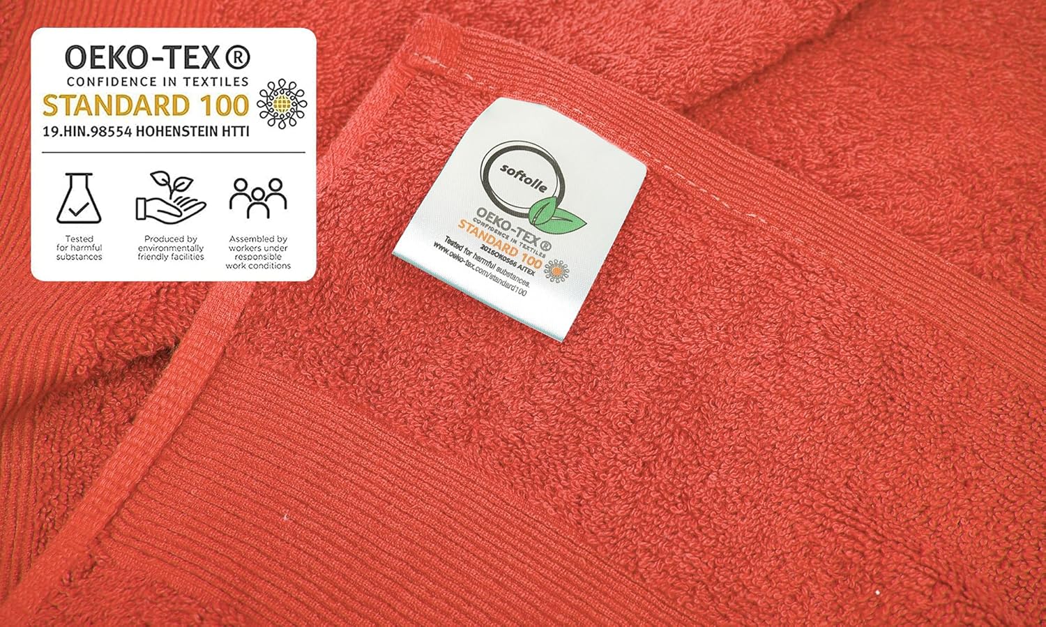 Softolle Luxury Bath Towels Set of 4 Coral