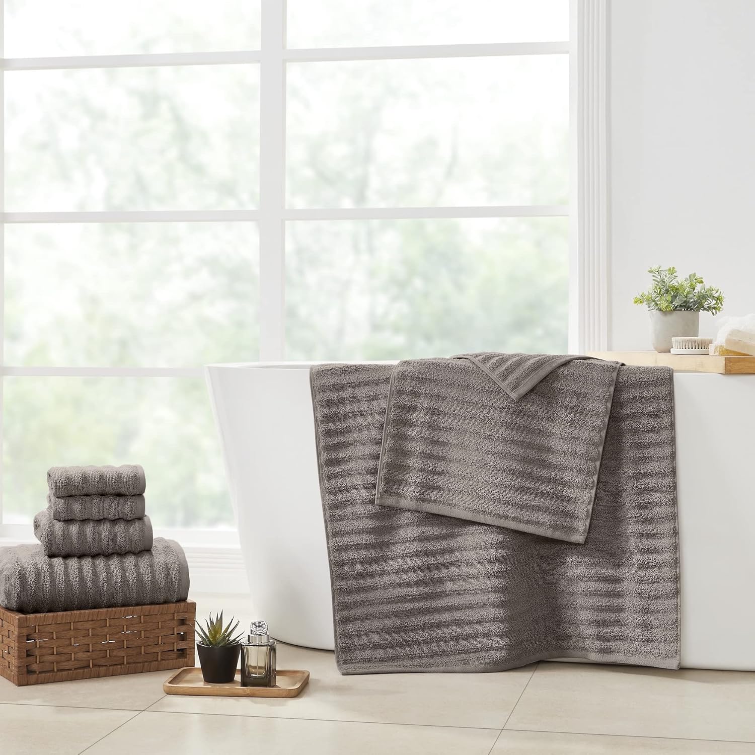 Modern Threads Amrapur 6-Piece Spa Towel Set Grey