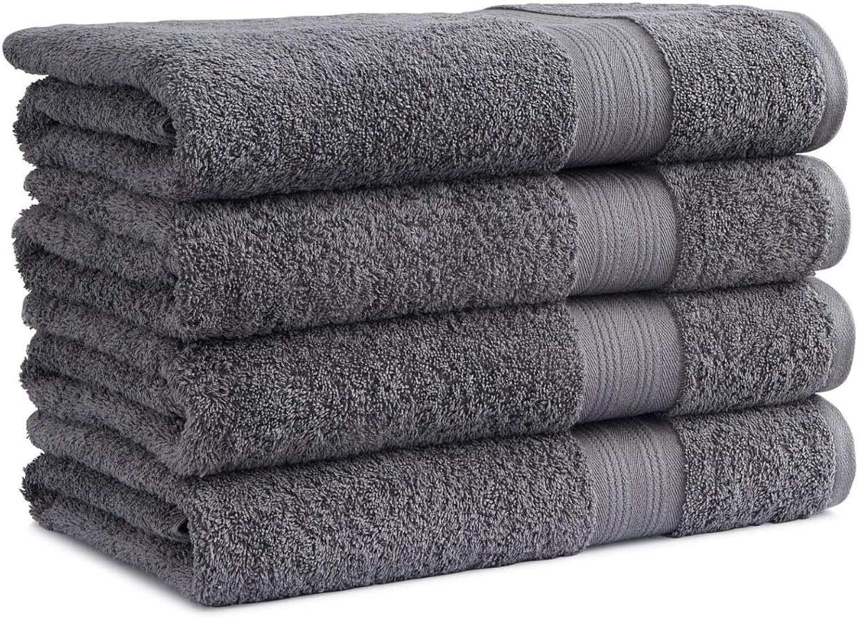 EuroSpa 4 Pack Premium Bath Towels Set - 30x54 Inches