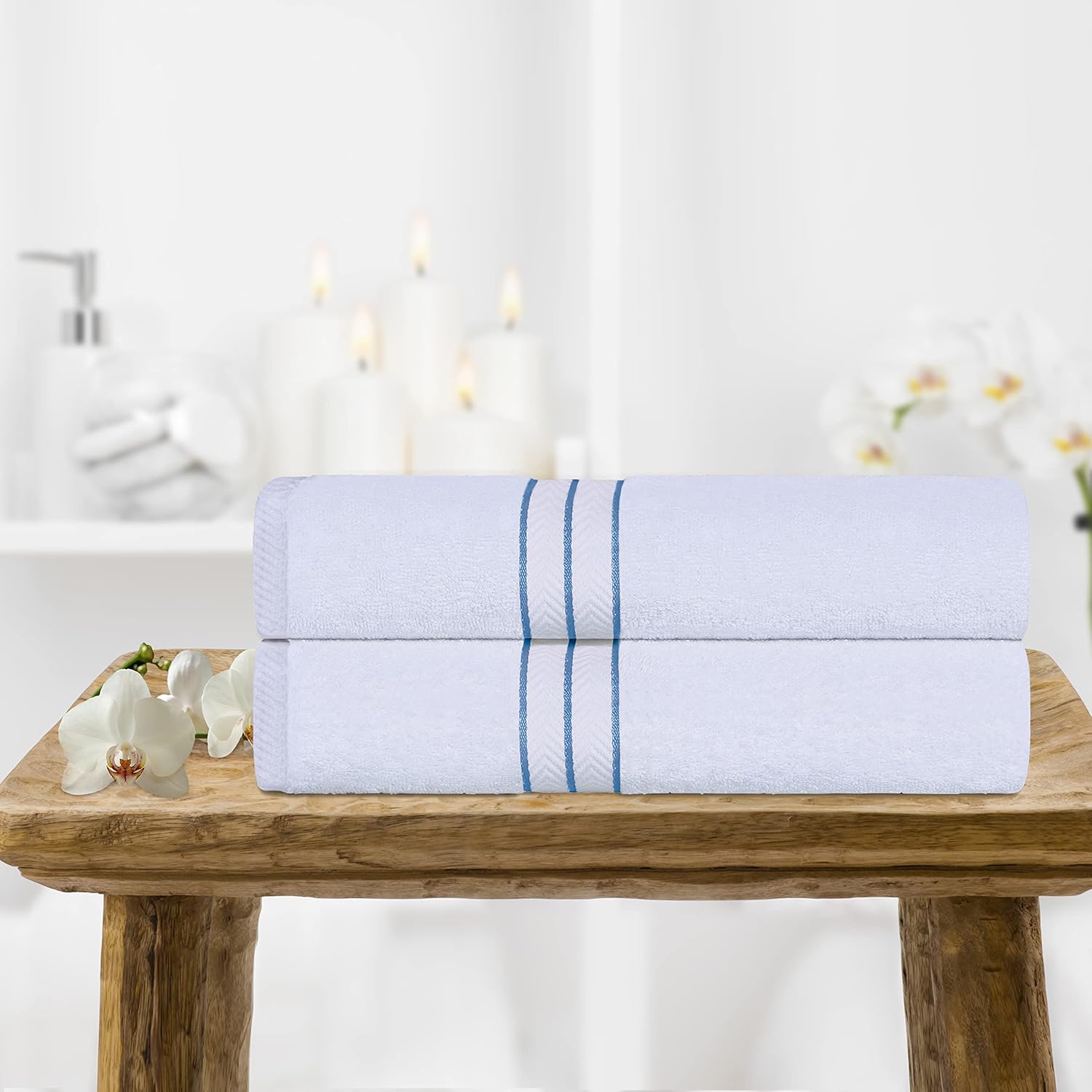 Superior Turkish Cotton Ultra-Plush 2-Piece Bath Towel Set Light Blue