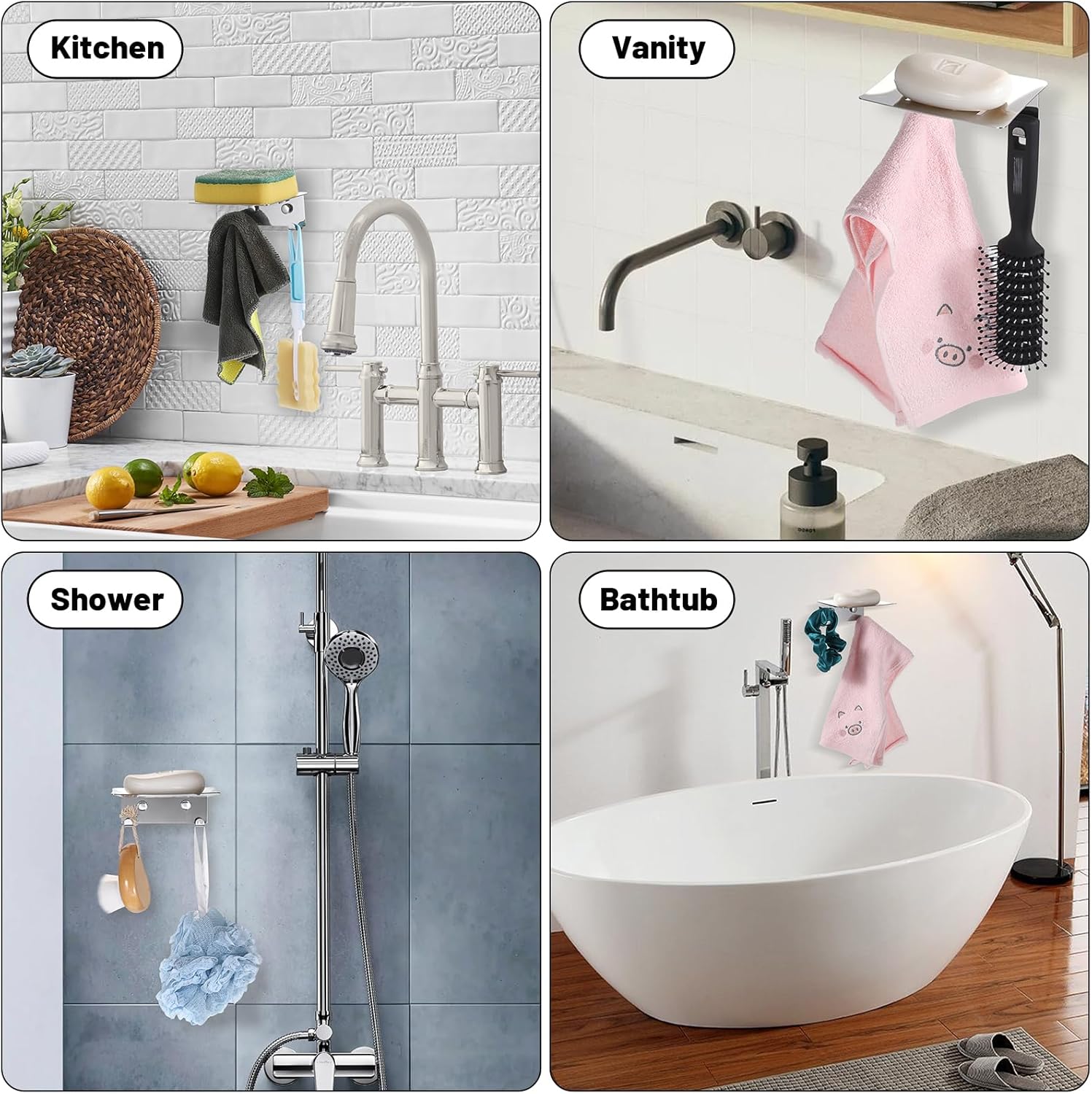 Sumnacon Stainless Steel Soap Dish with Hooks - Silver 1