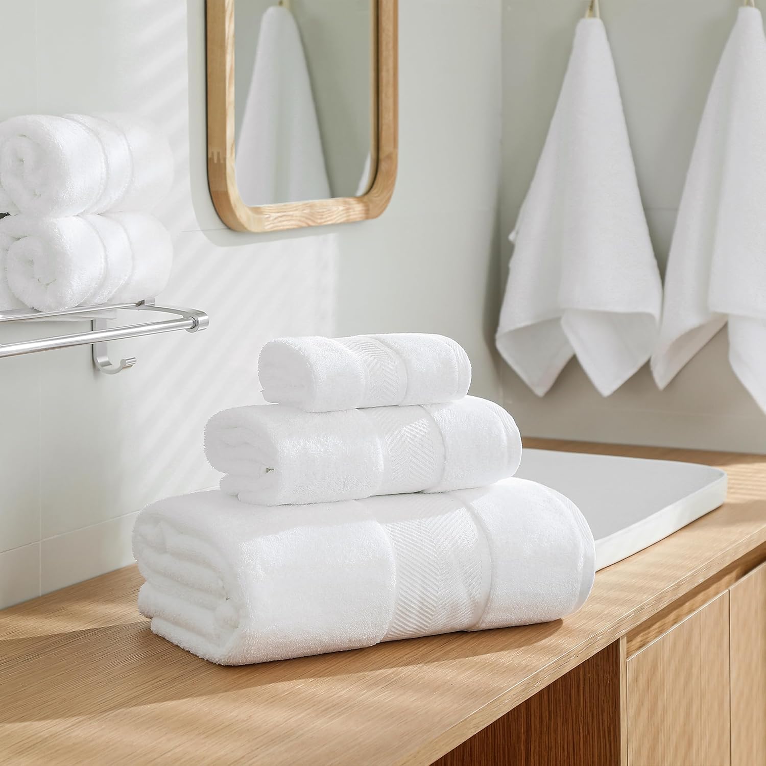 SimpleOpulence 6-Piece Cotton Towel Set - Soft Durable