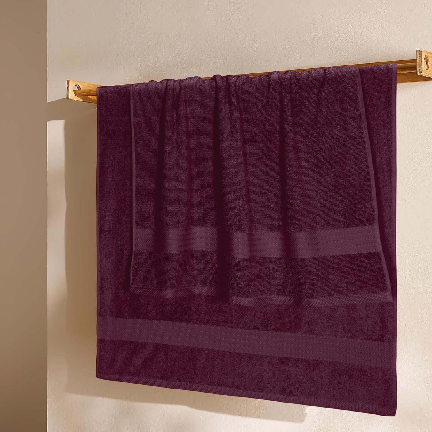 GLAMBURG Premium Cotton 4 Pack Bath Towel Set - Burgundy