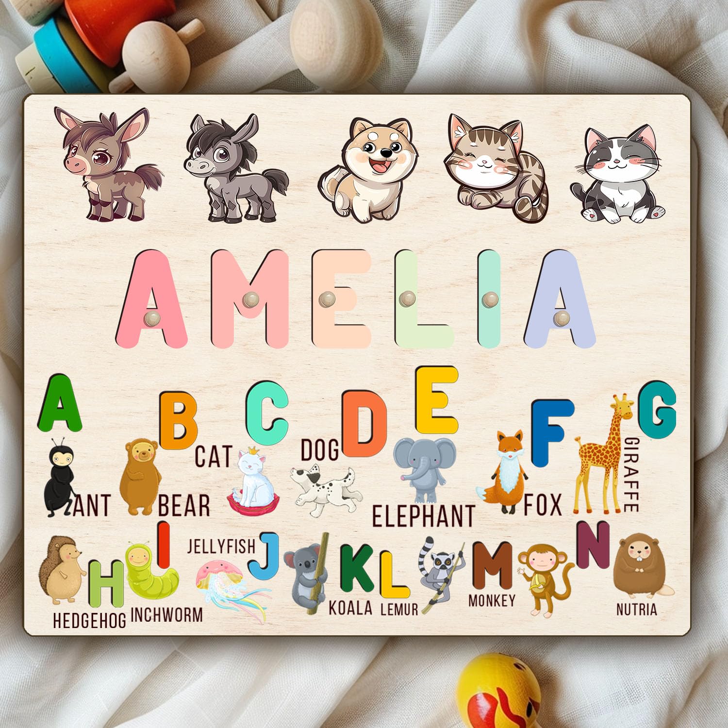 Personalized Wooden Name Puzzles for Baby Boys and Girls