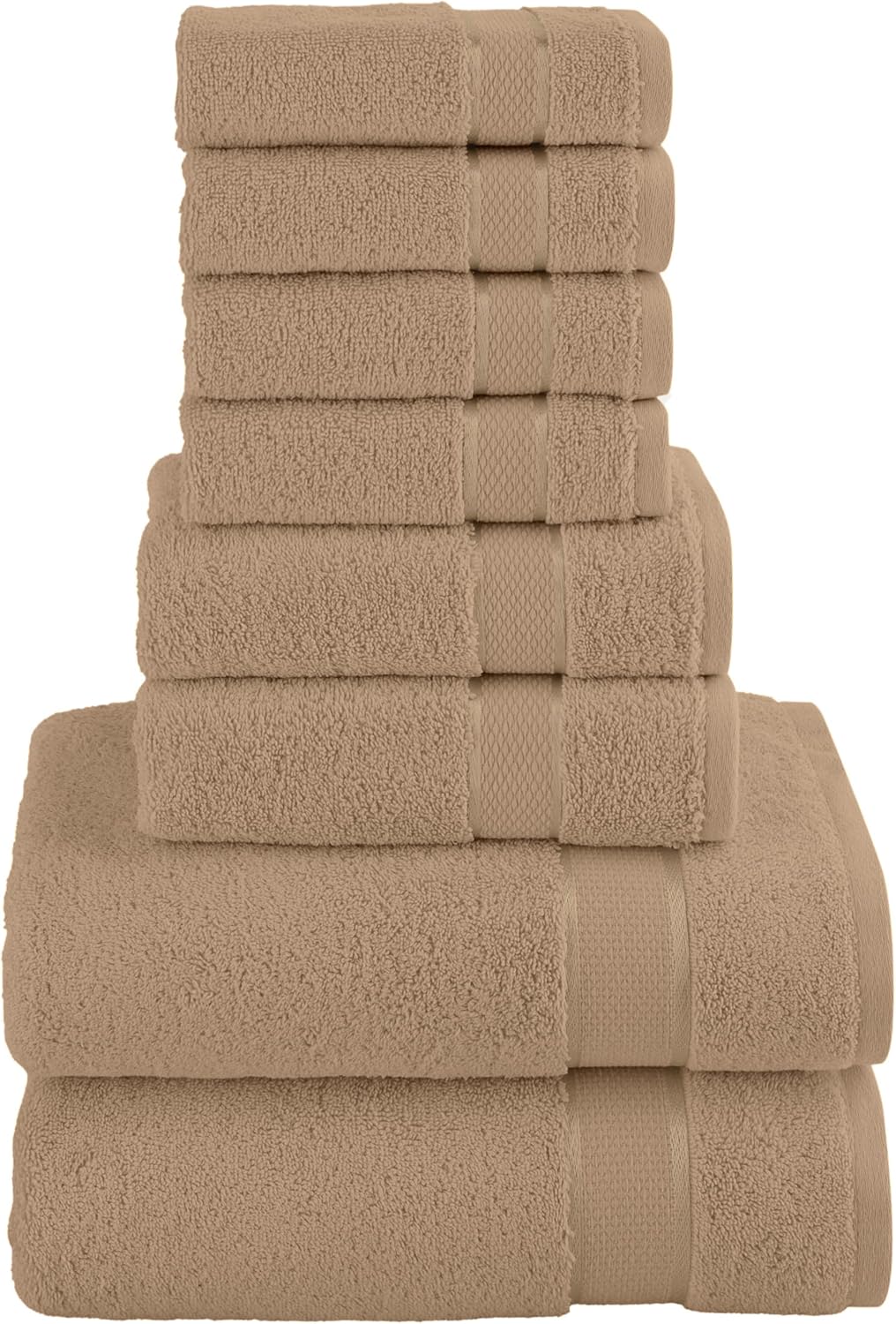 Elegant Comfort Premium Cotton 8-Piece Towel Set in Taupe