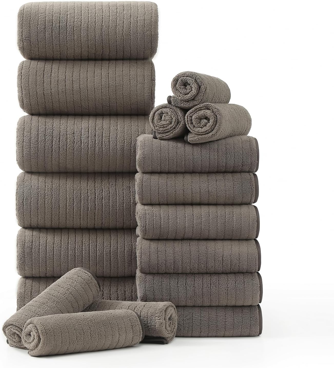 Hailea 18-Piece Family Bath Towel Set - Brown