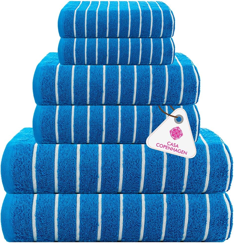 CASA COPENHAGEN 6 Piece Towel Set - Electric Blue 1