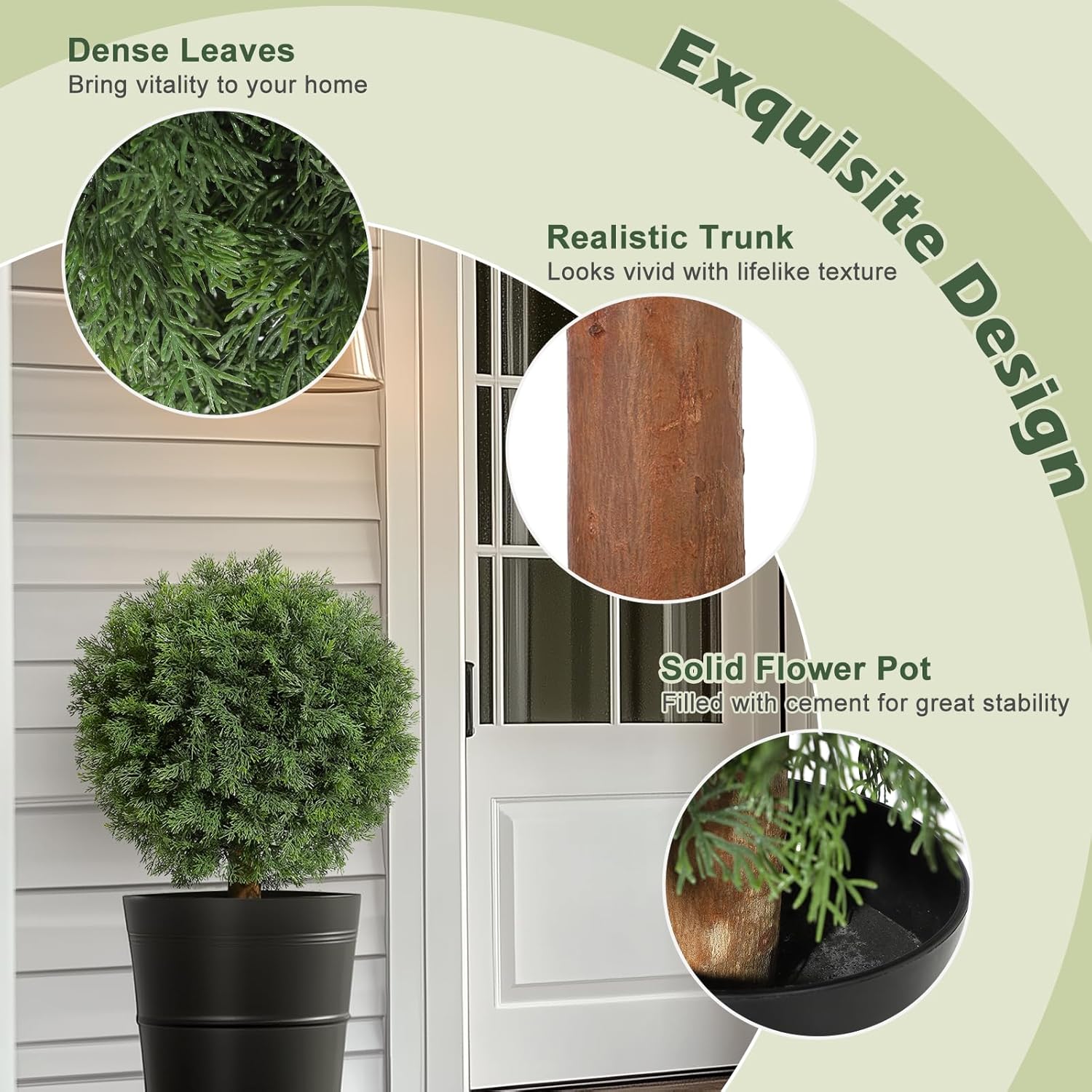 GarveeHome 24 Artificial Cedar Topiary Ball Tree 2 Pack