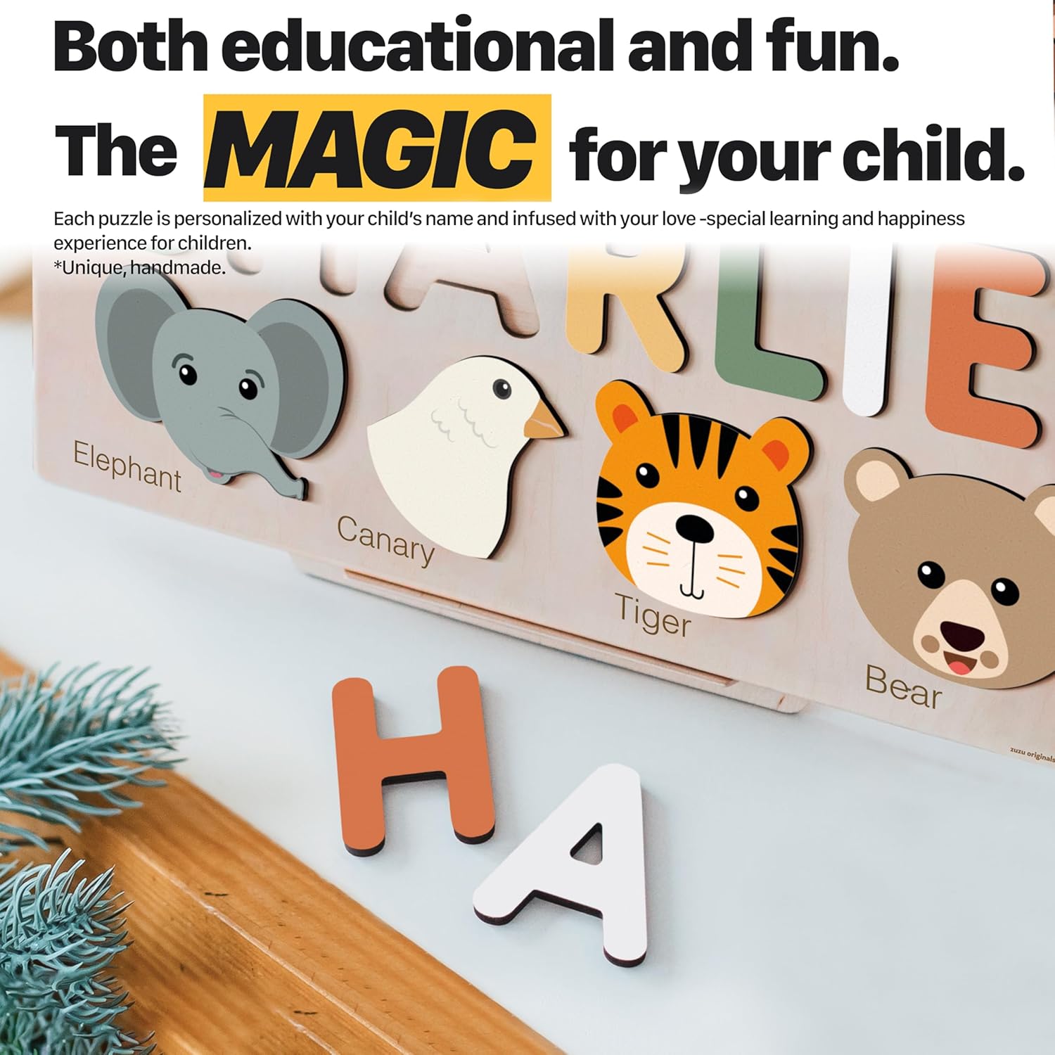 Zuzu Puzzle Personalized Wooden Name Puzzle for Toddlers