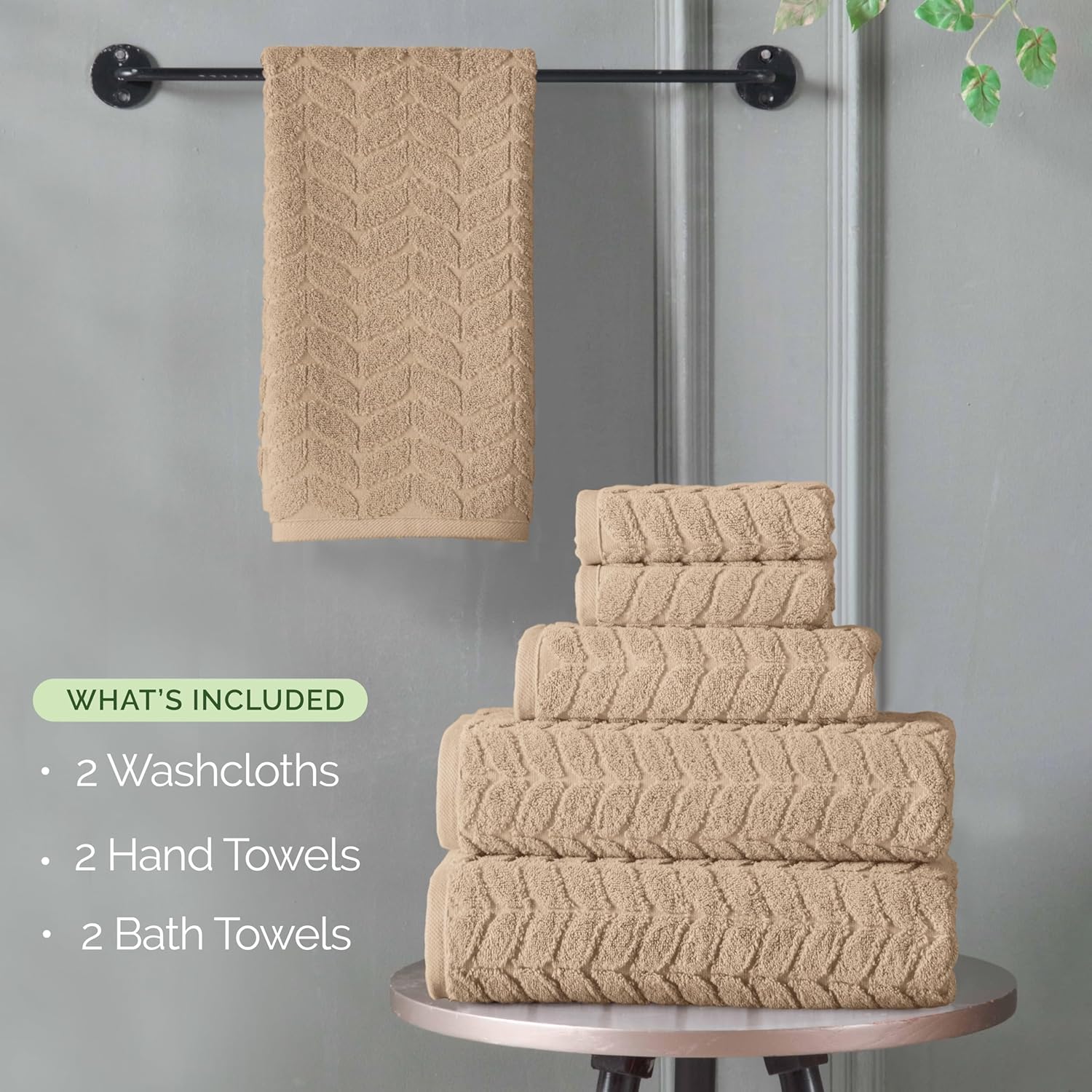 Elegant Comfort 6-Piece Turkish Cotton Towel Set - Taupe