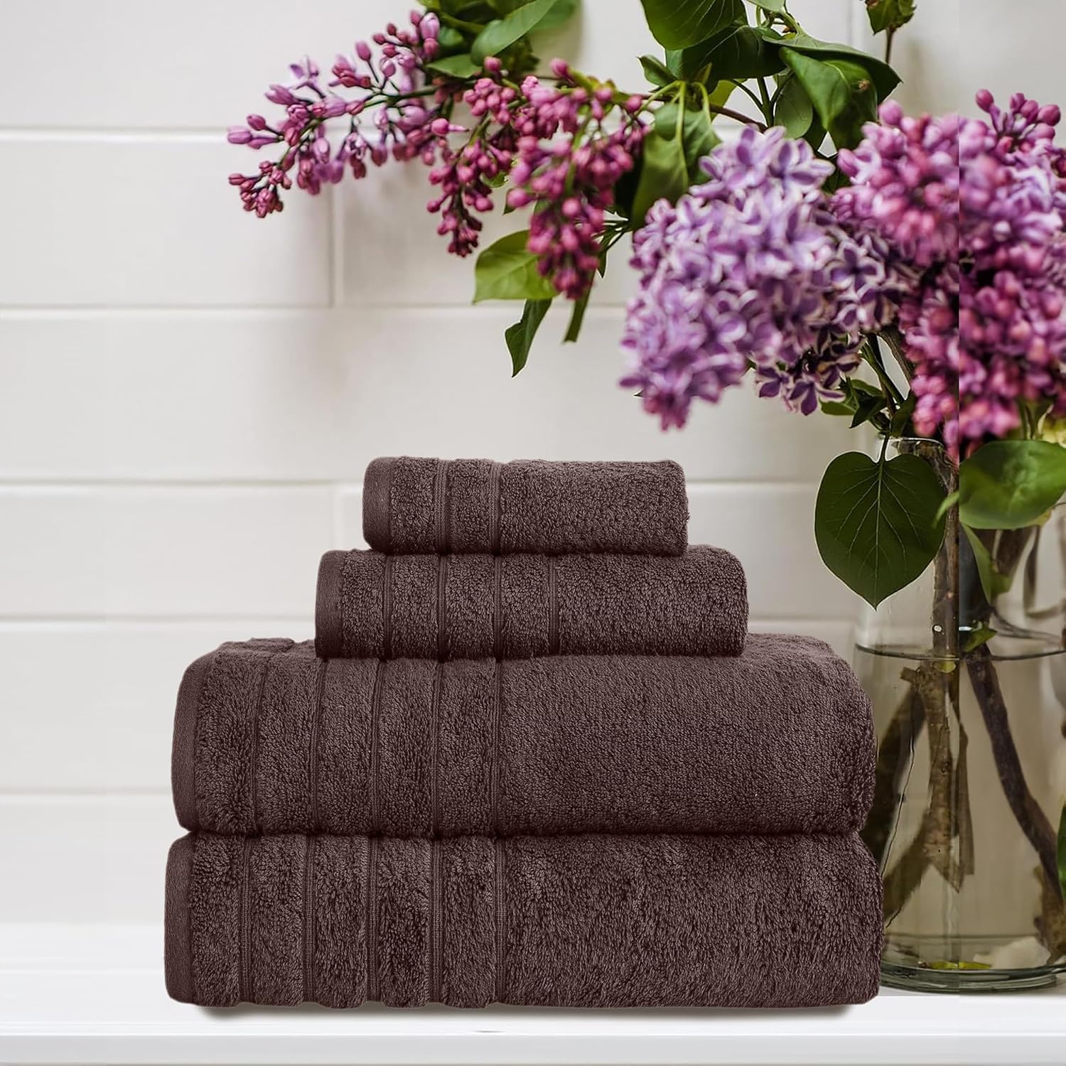 Towels Beyond Luxury 4 Piece Towel Set Chocolate