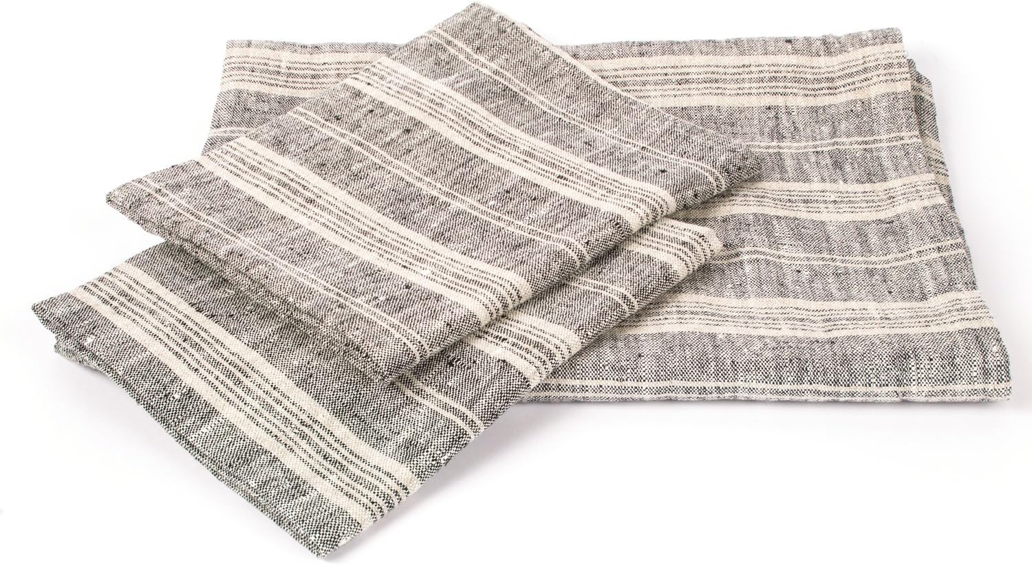 LinenMe Multistripe Bath Towel Set - Black Natural